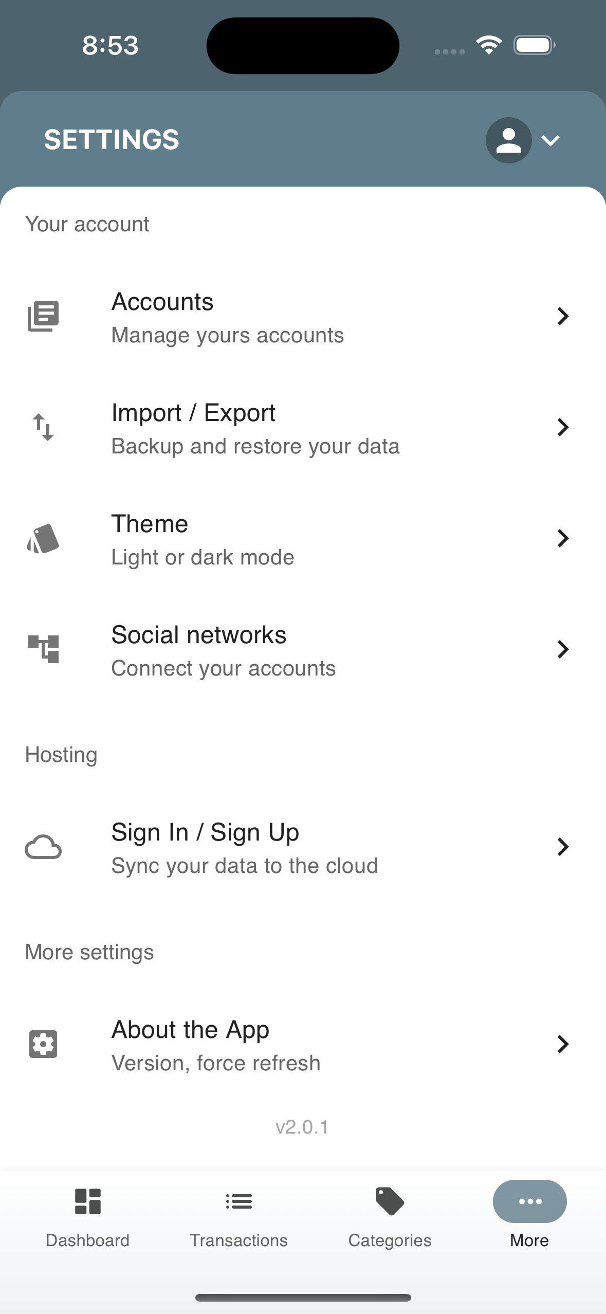 Seven23 settings on iPhone