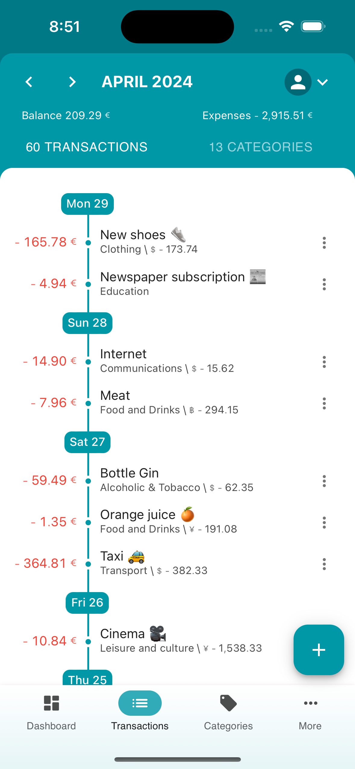 Seven23 transactions on iPhone